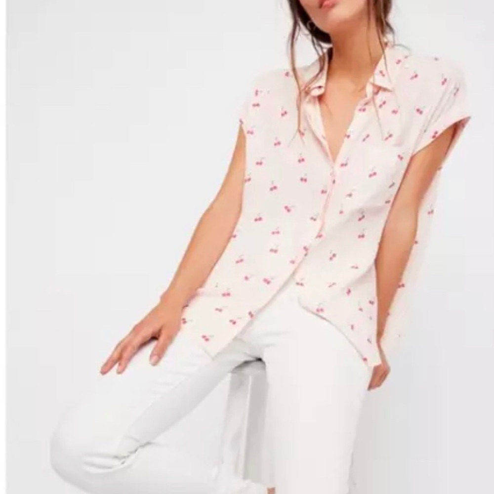 Free People Rails cherry top, size M - Picture 2 of 6